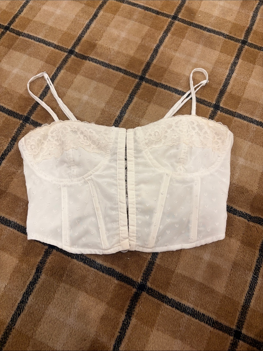 La Hearts White Lace Bustier Crop Top